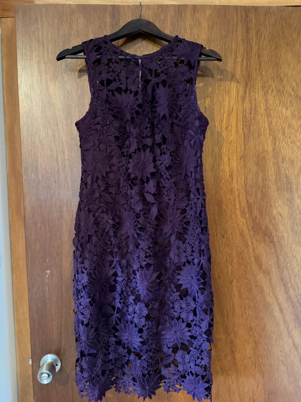 Calvin Klein Deep Purple Floral Lace Midi Dress